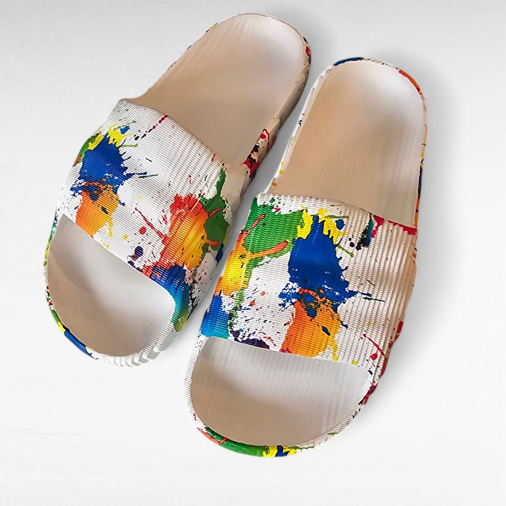 Colorful Paint Splatter Slides Size EU 41/42